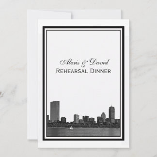 Invitación Cena de ensayo con el horizonte de Boston grabado