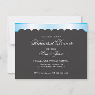 Invitación Cena de Ensayo con Fondo Negro y Cinta Azul