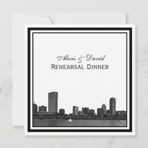 Invitación Cena de ensayo con marco de la línea aérea de Bost
