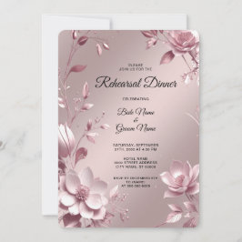 Invitación Cena de Ensayo con Marco Floral Rosa Delicado