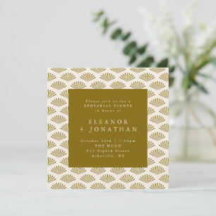 Invitación Cena de Ensayo con Patrón de Abanico Art Déco Marf