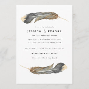 Invitación Cena de ensayo con plumas acuáticas Duo