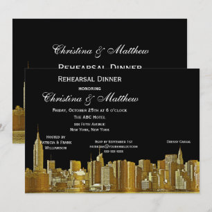 Invitación Cena de ensayo con silueta del horizonte de NYC