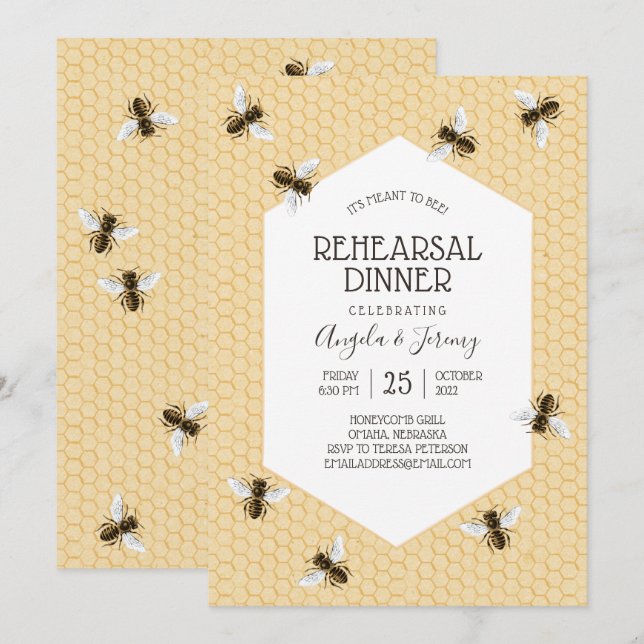 Invitación Cena de ensayo de abeja casera (Anverso / Reverso)