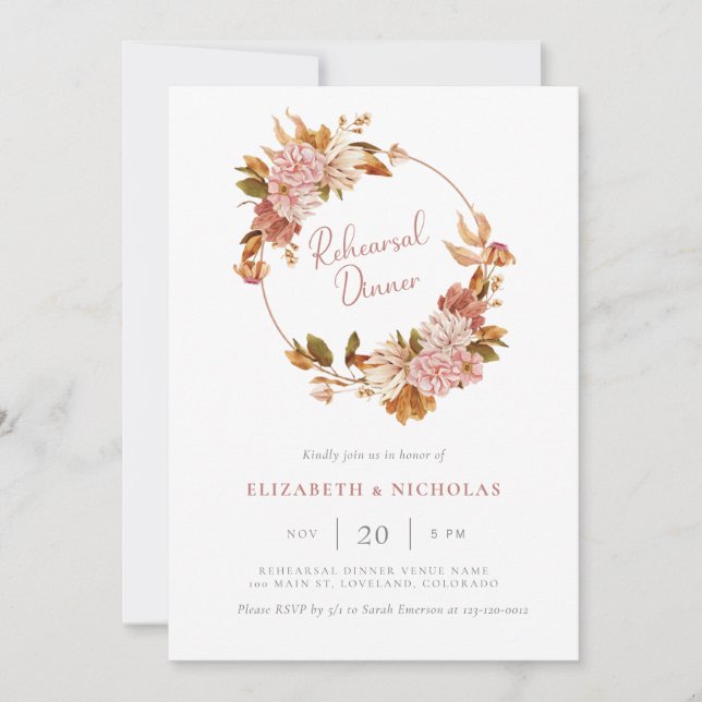 Invitación Cena de ensayo de acuarela (Anverso)