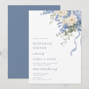 Invitación cena de ensayo de acuarela azul polvoriento elegan