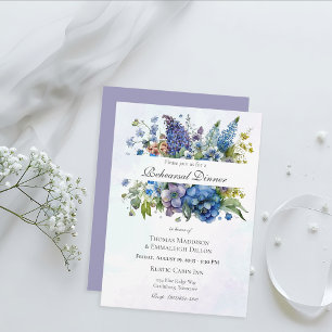 Invitación Cena de Ensayo de Acuarela Azul Violeta Bohemio