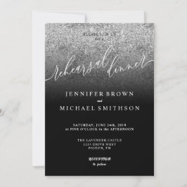 Invitación Cena de Ensayo de Acuarela con Brillo Plateado SPA