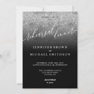 Invitación Cena de Ensayo de Acuarela con Brillo Plateado SPA