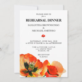 Invitación Cena de Ensayo de Acuarela con Verdor de Amapola