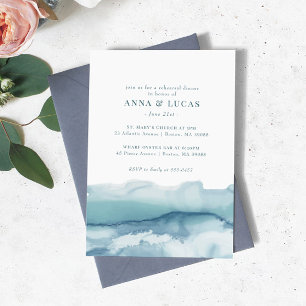 Invitación Cena de ensayo de acuarela del océano azul