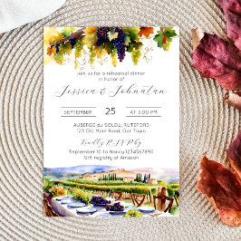 Invitación Cena de ensayo de acuarela en el valle de Napa