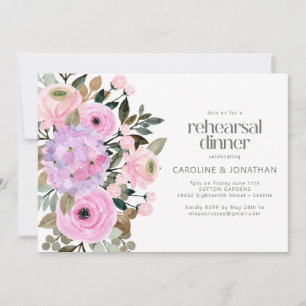 Invitación Cena de ensayo de acuarela floral rosa lavanda