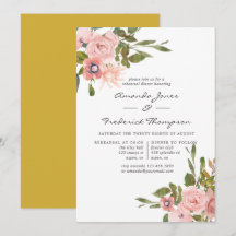 Cena de ensayo de acuarela floral rosa y dorado