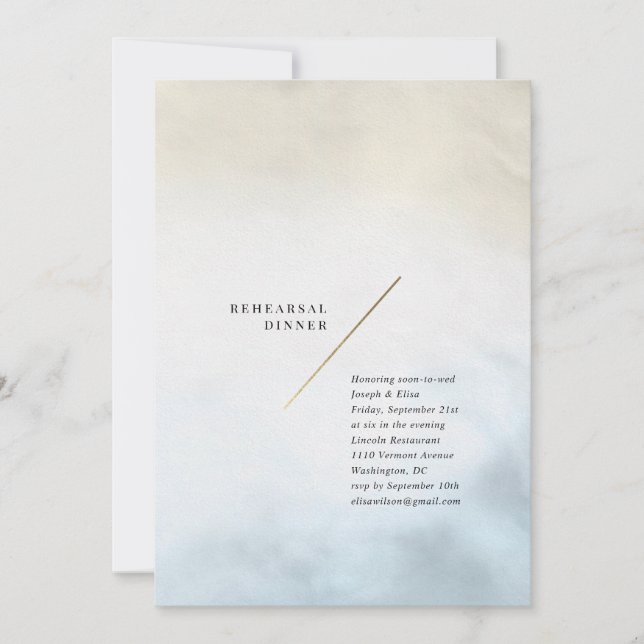 Invitación Cena de Ensayo de Acuarela Moderna (Anverso)