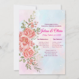 Invitación Cena de Ensayo de Acuarela Pastel Soñadora