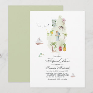 Invitación Cena de ensayo de acuarela tropical de Santa Lucía