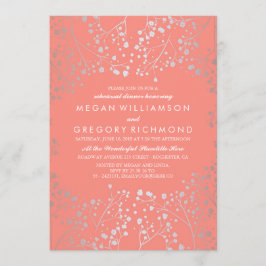 Invitación Cena de ensayo de aliento de bebé de plata y coral