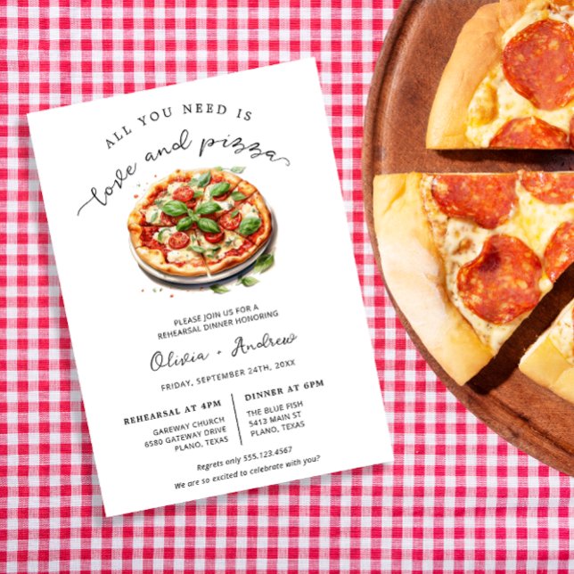 Invitación Cena de ensayo de amor y pizza (Subido por el creador)