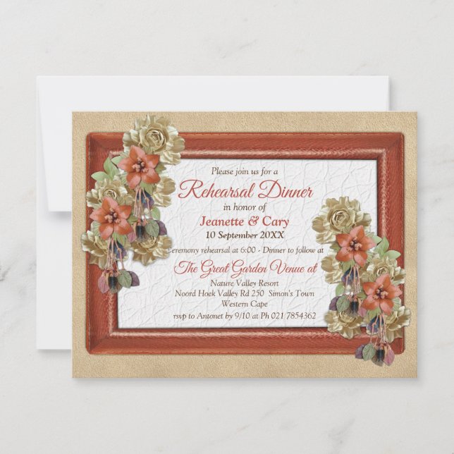 Invitación Cena de ensayo de arte de cuero y textura Ante (Anverso)