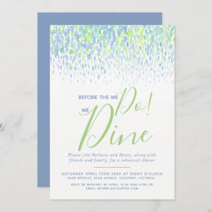 Invitación Cena de ensayo de arte de dab verde azul antes de 