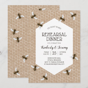 Invitación Cena de ensayo de arvejas de abeja de miel de époc