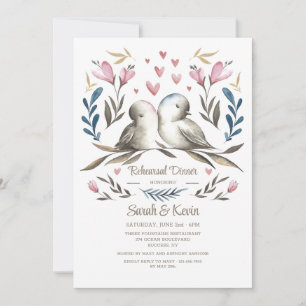Invitación Cena de ensayo de Aves de Amor dibujada a mano