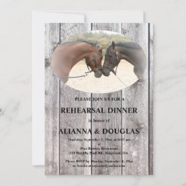 Invitación Cena de ensayo de barnboard gris de caballos de ca