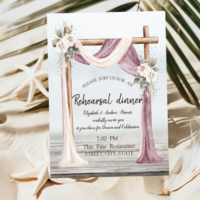 Invitación Cena de ensayo de Beach Arbor (Subido por el creador)