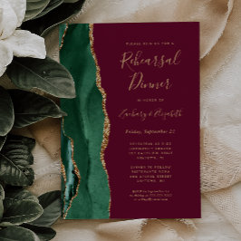 Invitación Cena de Ensayo de Boda Ágata Verde Esmeralda Borgo