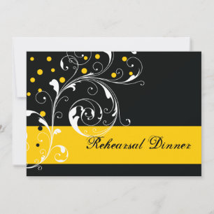 Invitación Cena de ensayo de boda amarillo con hoja de pergam
