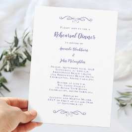 Invitación Cena de ensayo de boda azul elegante de vincapervi