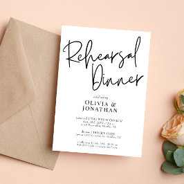Invitación Cena de Ensayo de Boda Blanco y Negro