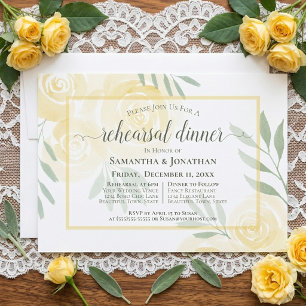 Invitación Cena de ensayo de boda Boho Butter Yellow Roses