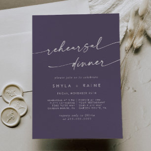 Invitación Cena de ensayo de boda boho chic ciruela púrpura