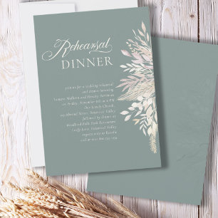 Invitación Cena de ensayo de boda botánica verde salvia