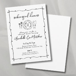 Invitación Cena de Ensayo de Boda Caprichosa Dibujada a Mano