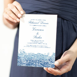 Invitación Cena de ensayo de Boda casual de las olas del océa