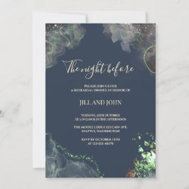 Invitación Cena de Ensayo de Boda Celestial Verde