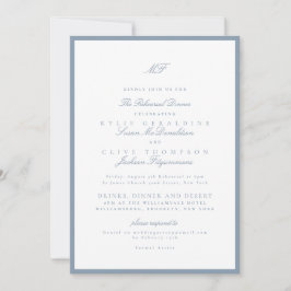 Invitación Cena de Ensayo de Boda Clásica de Lujo en Azul Pol
