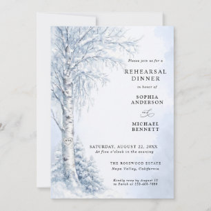 Invitación Cena de ensayo de boda con abedul congelado