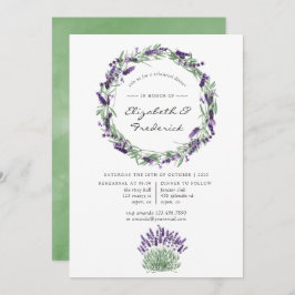 Invitación Cena de ensayo de boda con acuarela de lavanda