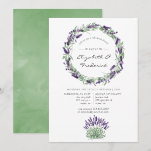 Invitación Cena de ensayo de boda con acuarela lavanda
