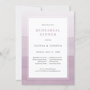 Invitación Cena de ensayo de boda con acuarela púrpura