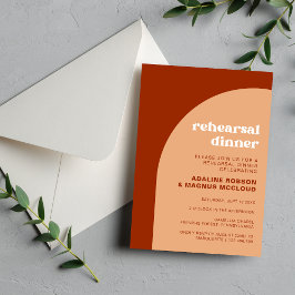 Invitación Cena de Ensayo de Boda con Arco Boho de Melocotón 