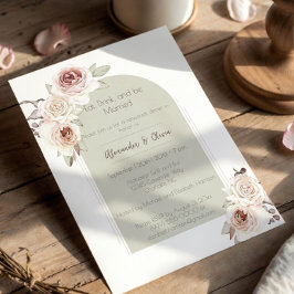 Invitación Cena de Ensayo de Boda con Arco de Rosa Bohemio