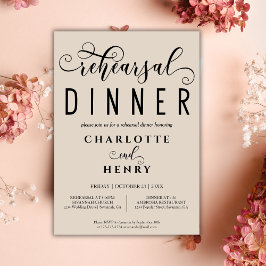 Invitación Cena de ensayo de boda con caligrafía elegante