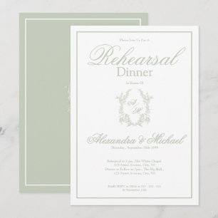 Invitación Cena de ensayo de boda con cresta floral de salvia