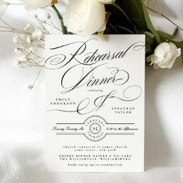 Invitación Cena de ensayo de boda con esmoquin negro clásico
