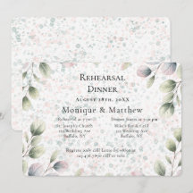 Cena de ensayo de boda con Eucalipto Pink Blush